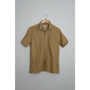 Sun + Stone Men's Tan Linen Button Up Size‎ medium